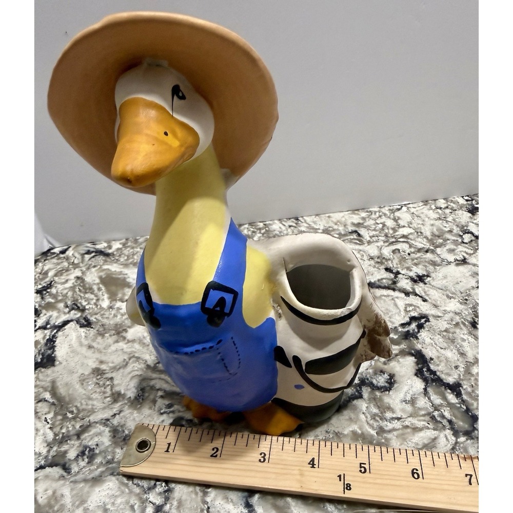 Vtg Father Goose / Duck Farmer with Jug Ceramic Planter Vase Cottage Core